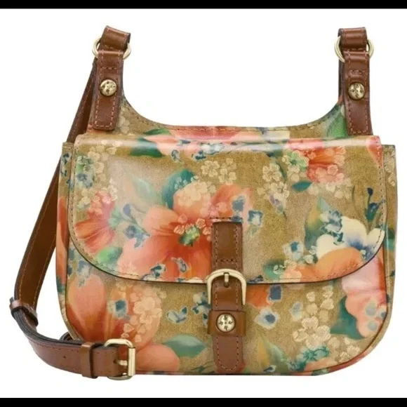 Patricia Nash glazed leather floral studded messenger crossbody - Picture 2 of 16